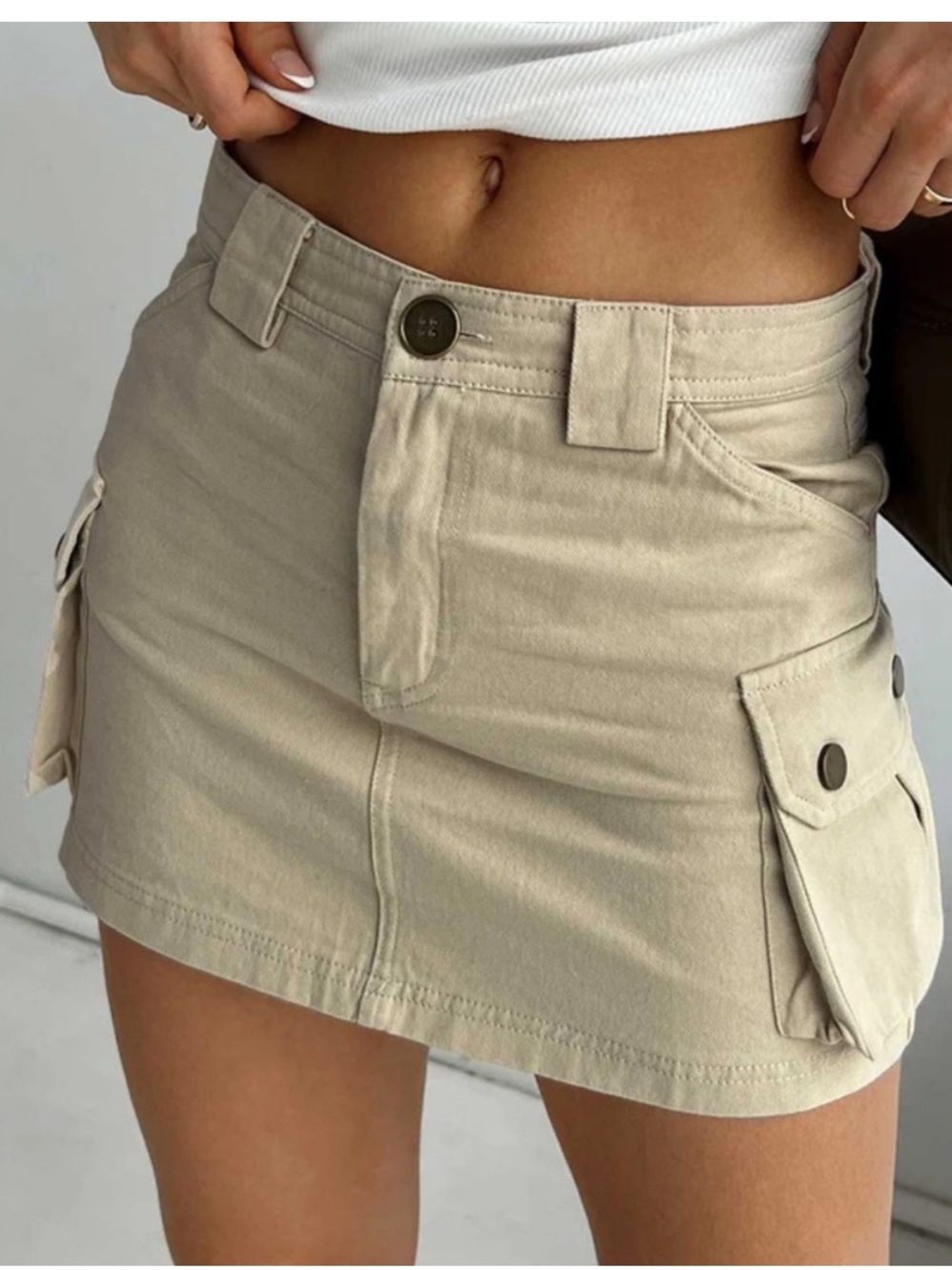 Princess Polly Beige Cargo Pocket Mini Skirt